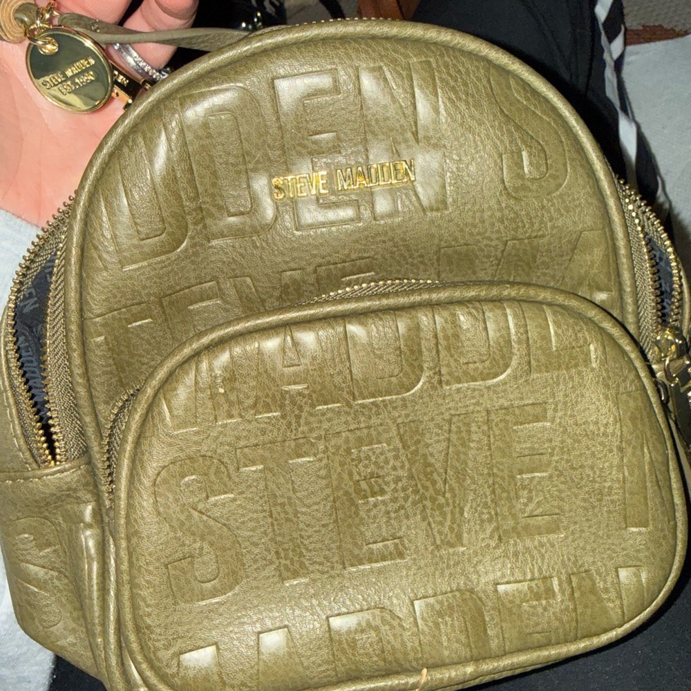 Steve Madden Khaki Embossed Backpack